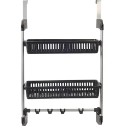 Rangement|Gifi Rangement de porte 2 niveaux à suspendre gris et noir