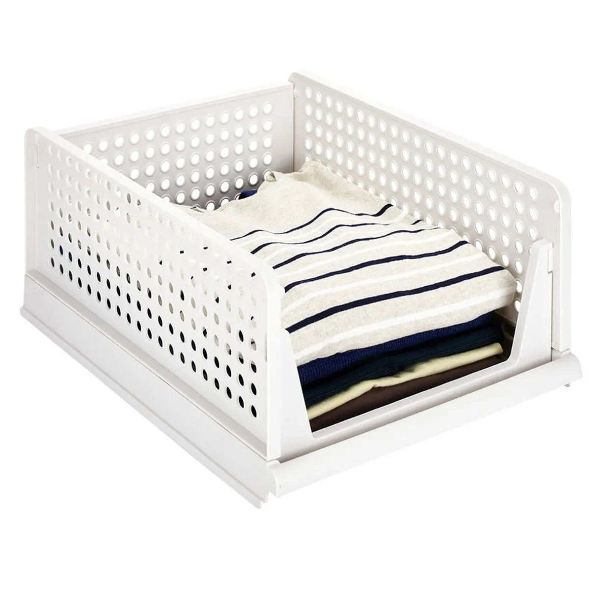 Rangement|Gifi Rangement dressing superposable coulissant blanc grand modèle