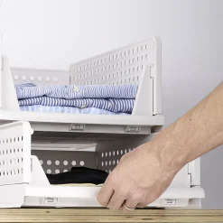 Rangement|Gifi Rangement dressing superposable coulissant blanc petit modèle