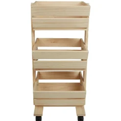 Resserre légume en bois 3 niveaux à roulettes^Gifi Outlet