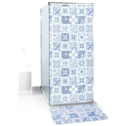 Gifi Rideau de douche 12 anneaux et tapis de bain assorti