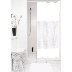 Outlet Gifi Rideau de douche blanc motifs fleurs sans anneaux