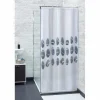 New Gifi Rideau de douche blanc motif galet gris
