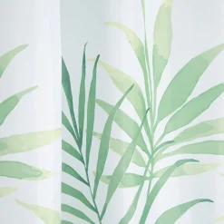 Best Gifi Rideau de douche Jungle blanc motif feuillage vert