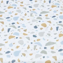 Clearance Gifi Rideau de douche motif terrazzo effet granit blanc et bleu 180xH200cm