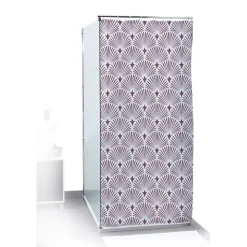 Best Gifi Rideau de douche motif vague japonaise blanc et marron 180x200cm