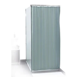 Gifi Rideau de douche rayé blanc et bleu 180x200cm 100% polyester