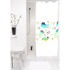 Gifi Rideau de douche sans anneaux blanc design humour