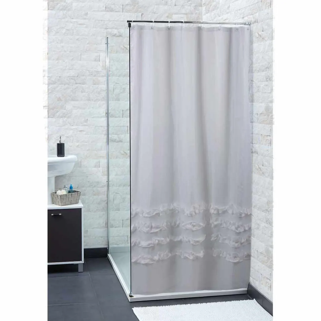 Clearance Gifi Rideau de douche transparent blanc