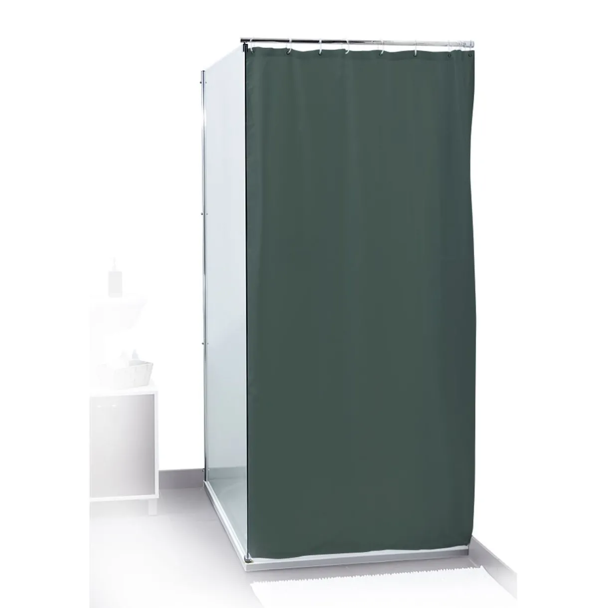 Online Gifi Rideau de douche uni vert foncé 180x200cm 100% polyester