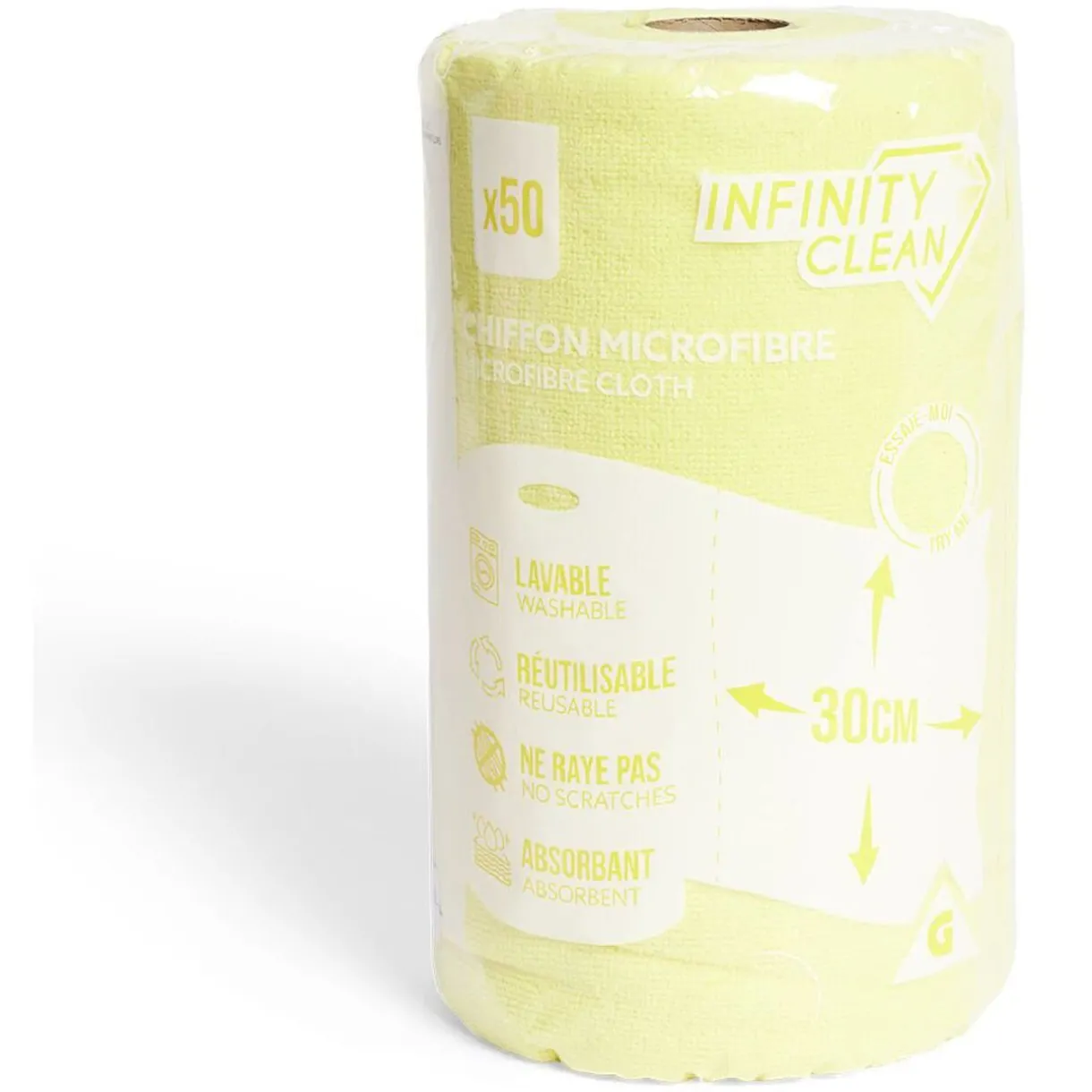 Nettoyage Et Entretien|Gifi Rouleau de 50 chiffons en microfibre jaune