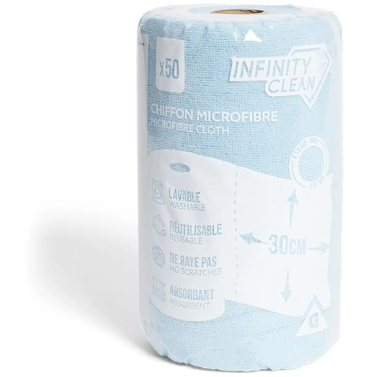 Nettoyage Et Entretien|Gifi Rouleau de 50 chiffons en microfibre bleu