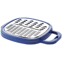 Râpe avec récipient en inox et plastique bleu^Gifi Discount