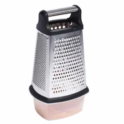 Râpe inox 4 faces avec récipient noir gris^Gifi Discount