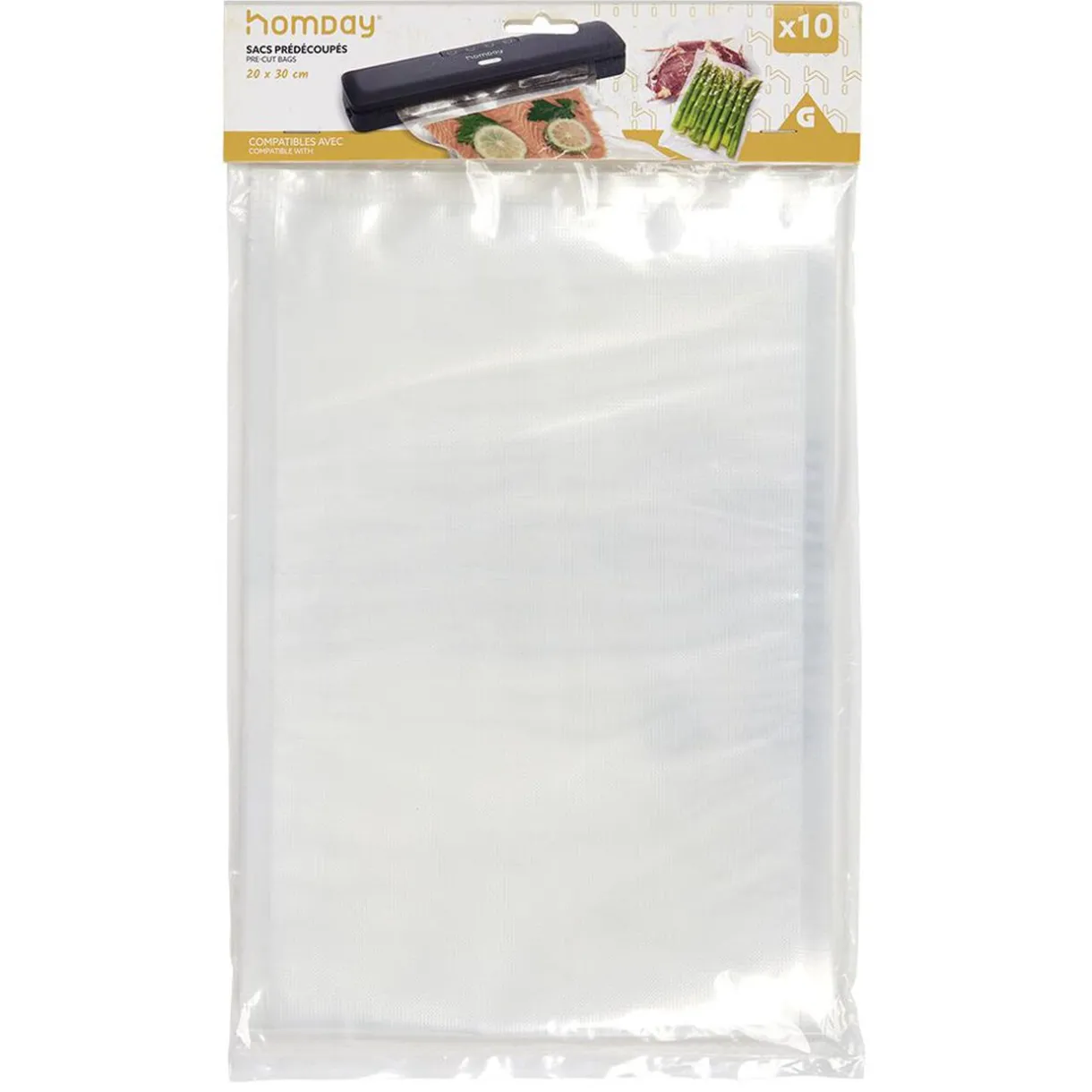 Sac de conservation alimentaire pré-découpé 20x30cm 10 sacs - Taille M^Gifi Discount