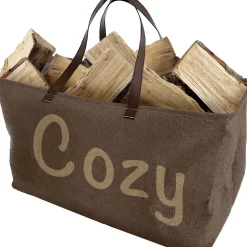 Clearance Gifi Sac porte-bûches inscription Cozy 64x30xH40cm