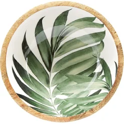 Saladier en bois interieur émail décor feuille^Gifi Best