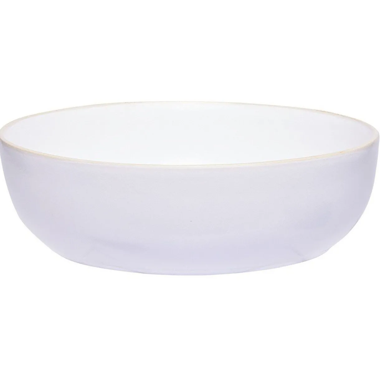 Saladier en faïence blanc avec liseré crème^Gifi Discount