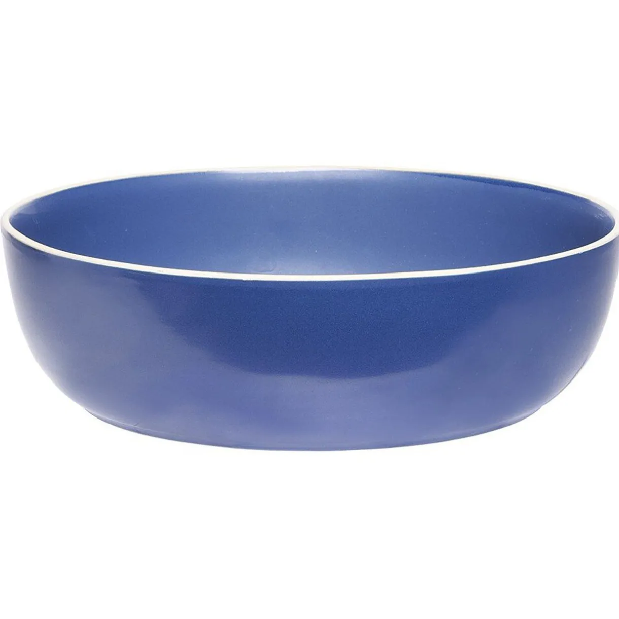 Saladier en faïence bleu avec liseré blanc^Gifi Outlet