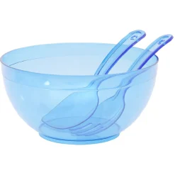 Saladier en plastique coloré avec couverts de service^Gifi New