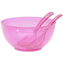 Saladier en plastique coloré avec couverts de service^Gifi New