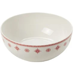 Saladier en porcelaine blanche motif Noël flocons rouges^Gifi Discount