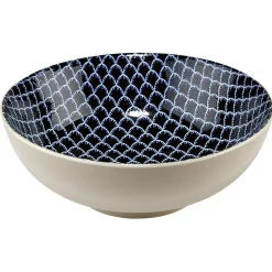 Saladier en porcelaine décor blanc et bleu^Gifi Hot