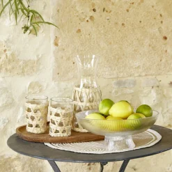 Saladier en verre strié transparent avec pied Ø26xH11,3cm^Gifi