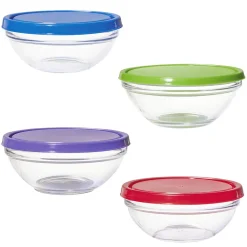 Saladier en verre x4 avec couvercle^Gifi Best