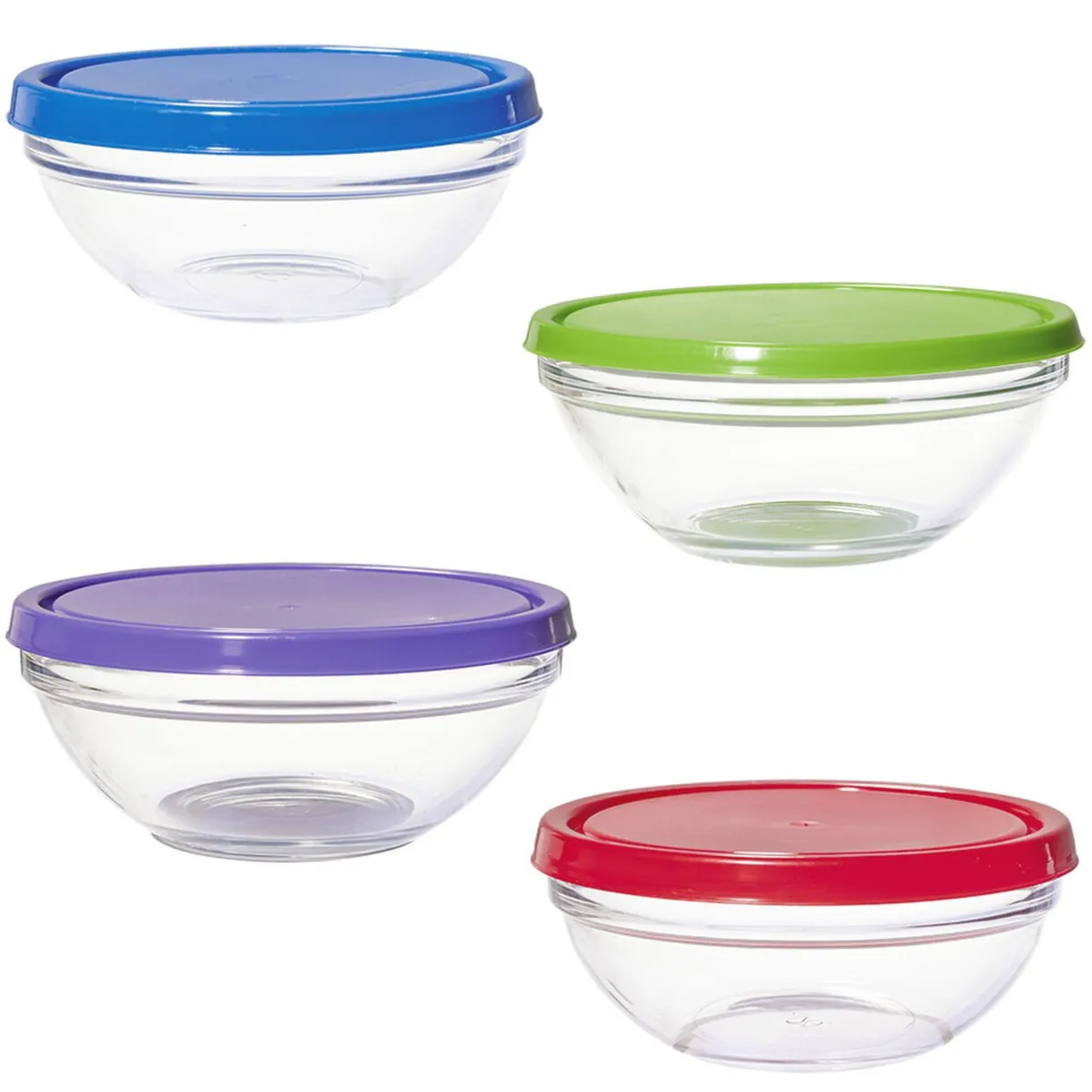 Saladier en verre x4 avec couvercle^Gifi Best