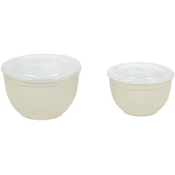 Saladier faïence x 2 avec couvercle plastique^Gifi Hot