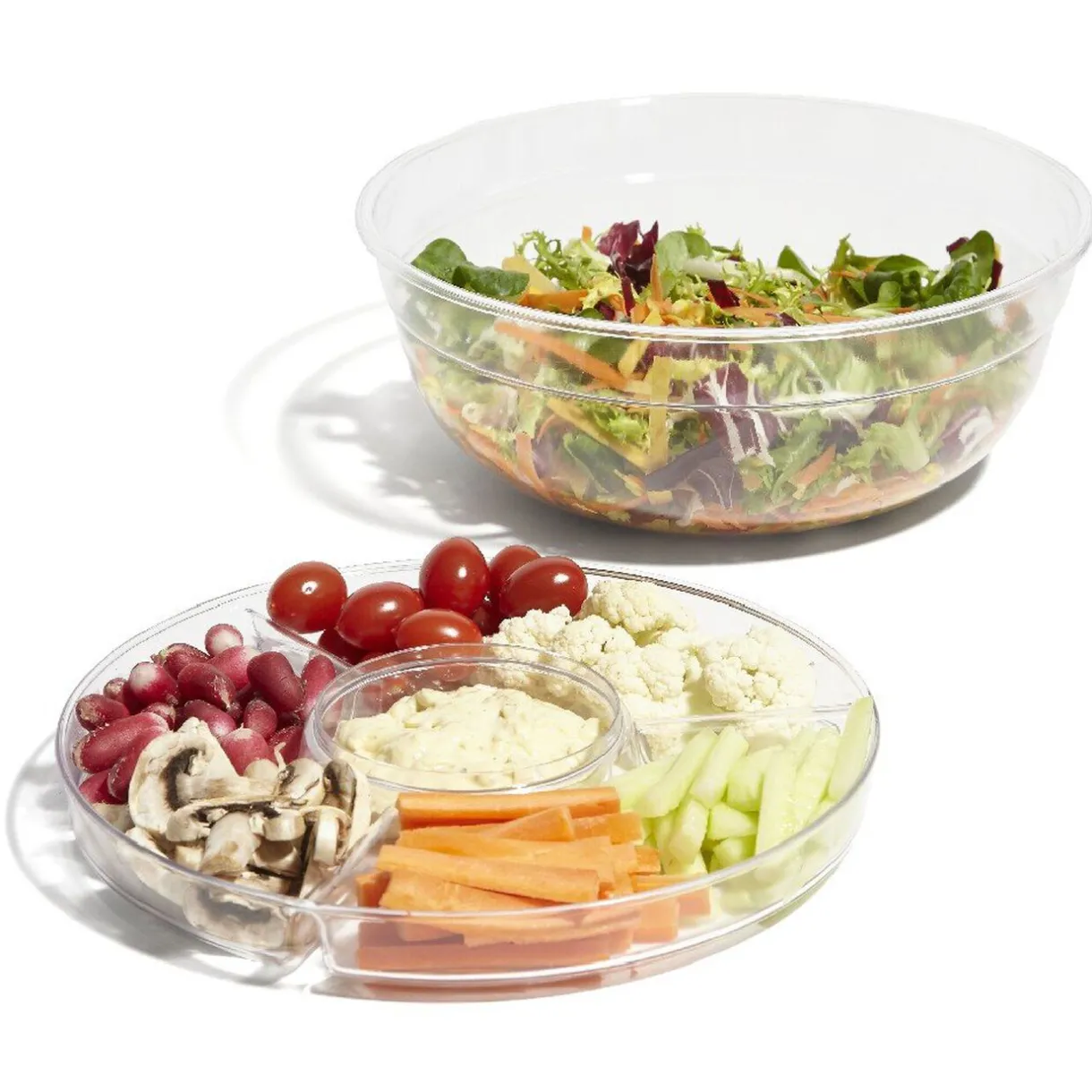 Saladier fraîcheur multicompartiments transparent et vert^Gifi Discount