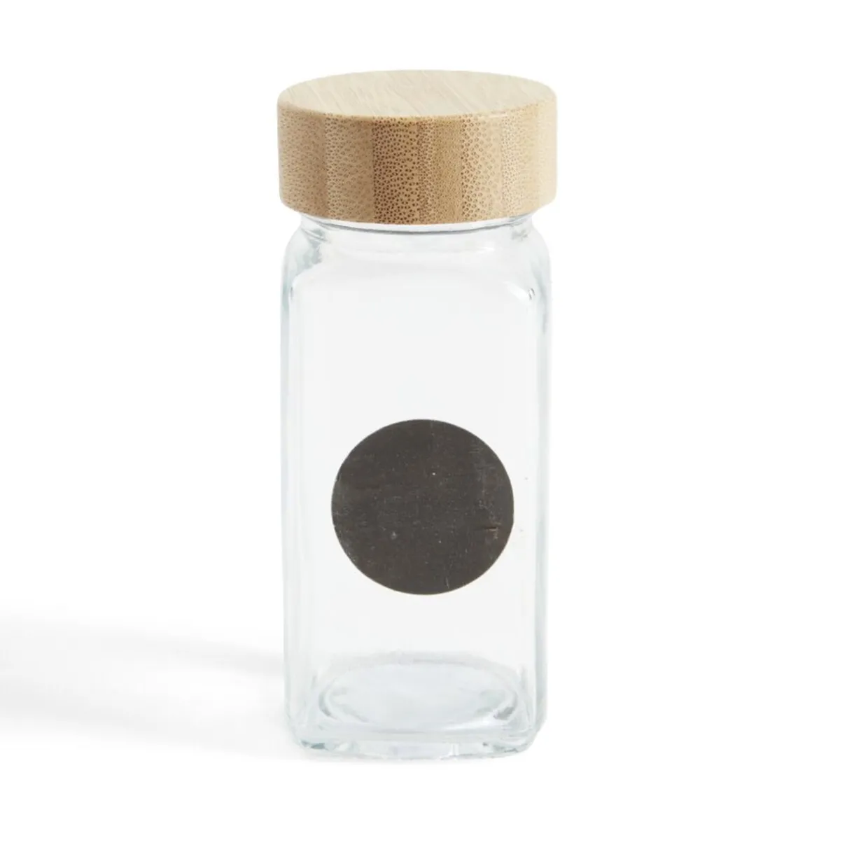 Salière/poivrière en verre et bambou 4,5x4,5xH10,5cm^Gifi