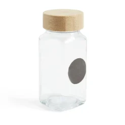 Salière/poivrière en verre et bambou 4,5x4,5xH10,5cm^Gifi
