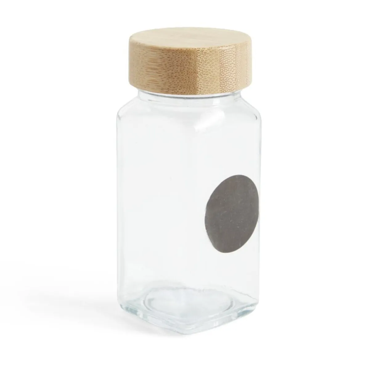 Salière/poivrière en verre et bambou 4,5x4,5xH10,5cm^Gifi