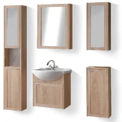 Outlet Gifi Salle de bain 5 modules Emma chêne sonoma