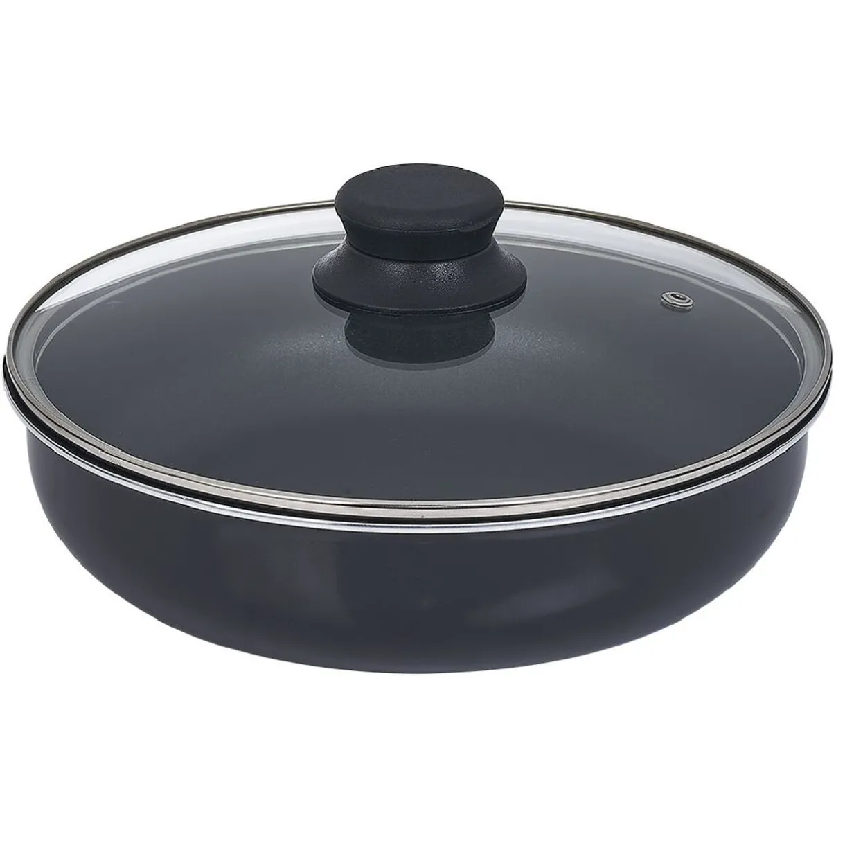 Sauteuse aluminium noir avec couvercle verre et poignée amovible Ø24cm^Gifi Best