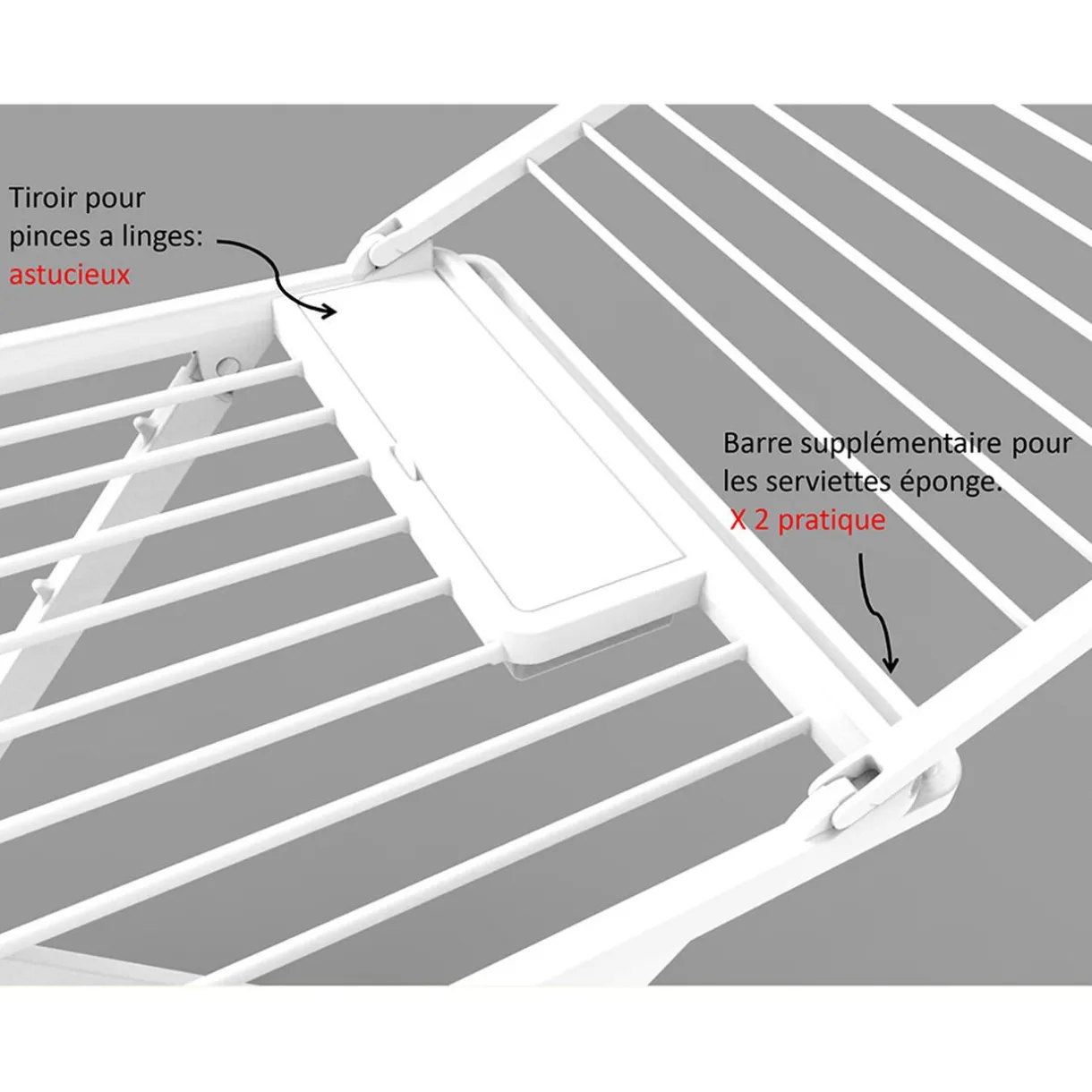 Entretien Du Linge|Gifi Séchoir pliable en résine étendoir à linge 21m