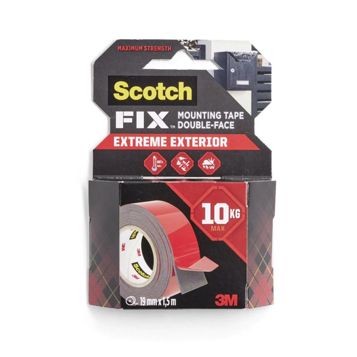 Best Gifi Scotch adhésif double face fixation extrême extérieur charge 10kg 19mm 1,5m