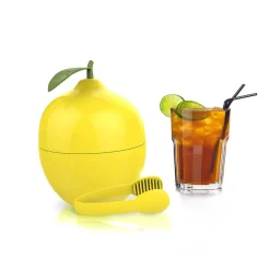 Seau à glacons forme citron jaune avec pince^Gifi