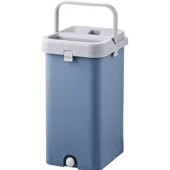 Nettoyage Et Entretien|Gifi Seau essoreur avec balai plat pliable gris et bleu 8 L