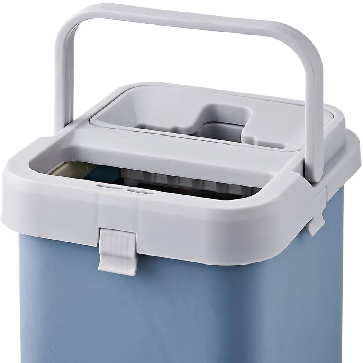 Nettoyage Et Entretien|Gifi Seau essoreur avec balai plat pliable gris et bleu 8 L