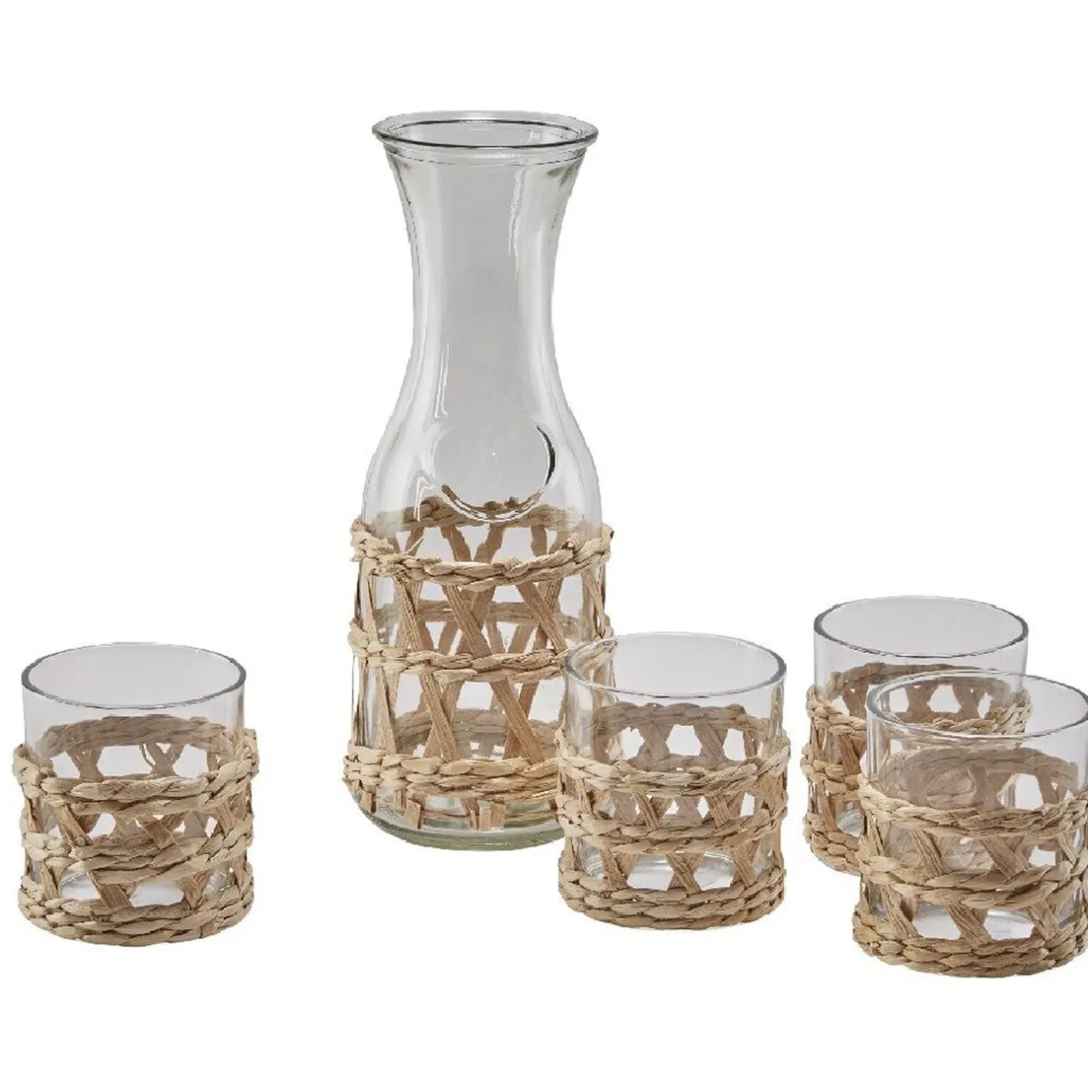 Service à boisson verre osier tressé naturel^Gifi