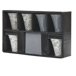 Service à café faïence ardoise gris blanc 6 personnes^Gifi