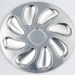 Service à huitres en inox 13 pièces avec couteau/fourchettes/assiettes^Gifi Discount