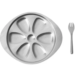 Service à huîtres argenté inox 6 plats 6 fourchettes^Gifi Clearance