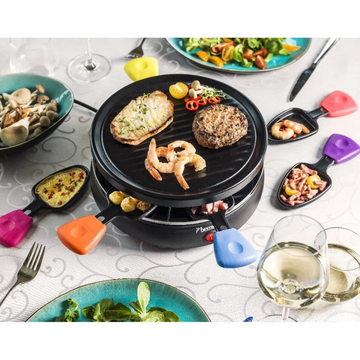 Service à raclette grill caquelon multicolore 6 personnes^Gifi Discount
