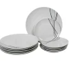 Service à vaisselle 12 pièces porcelaine blanche^Gifi Outlet