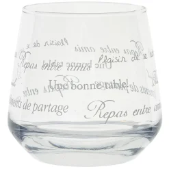 Service à verre transparent avec inscriptions phrases x12^Gifi New