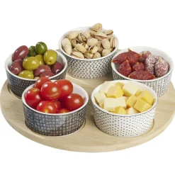 Service apéritif 5 coupelles avec plateau en bambou^Gifi Online